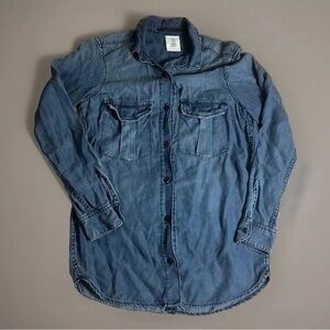 100% Lyocell Long button down denim style top